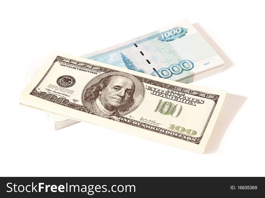 Two packages of bills (isolated on the white)