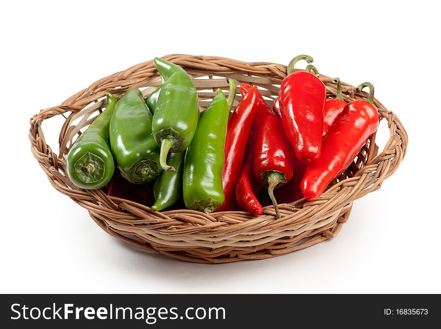 Fresh big red green spicy chili in a isolated background. Fresh big red green spicy chili in a isolated background