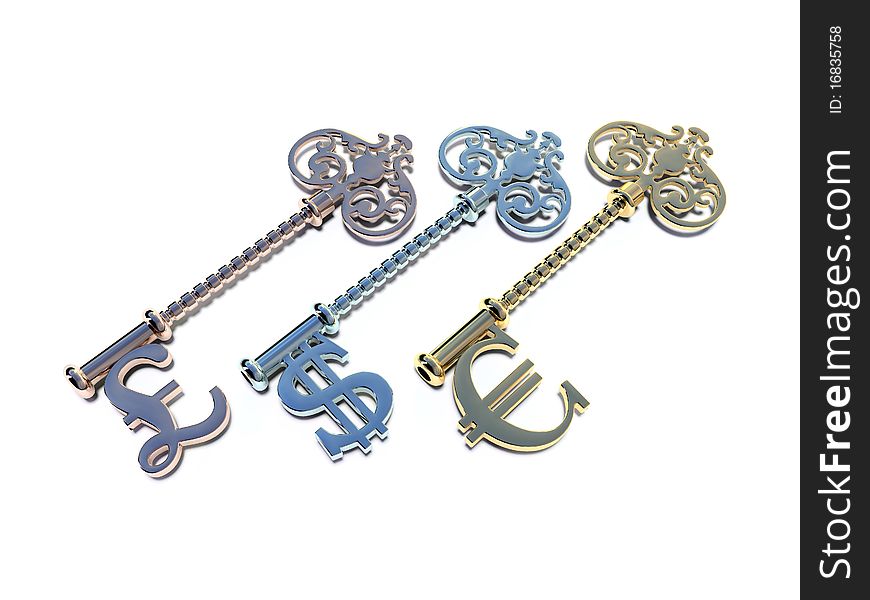 Keys in the form of monetary symbols