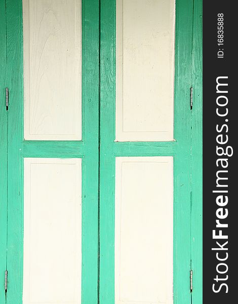 Green Frame Wood Door.