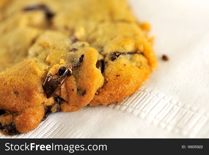 Closeup of chocolate cookie texture .