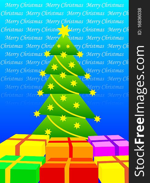 Christmas tree with colored presents. Christmas tree with colored presents