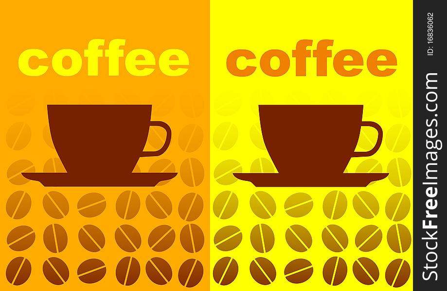 Two brown cups on a abstract background. Two brown cups on a abstract background