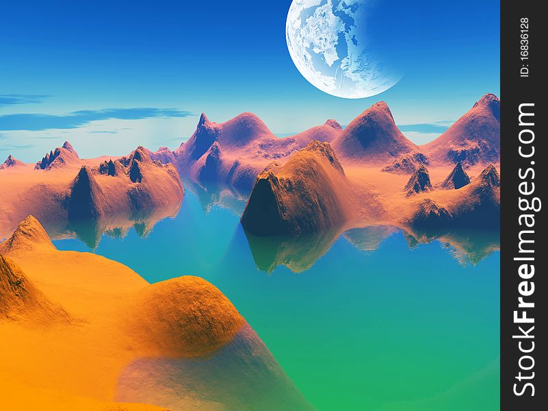 Very bright and colorful space landscape