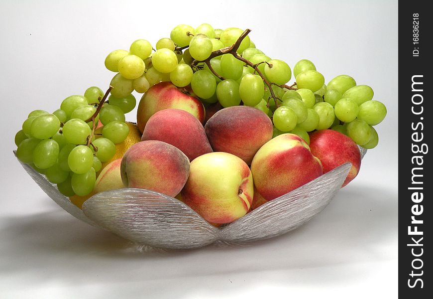 Peach and green grapes