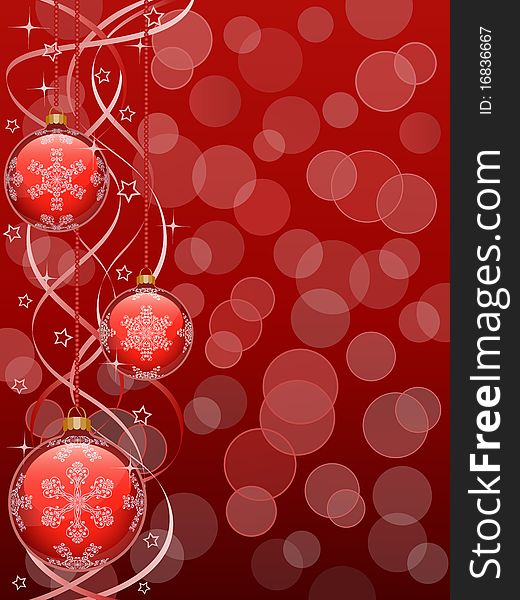 Christmas background with a holiday baubles. Vector illustration.