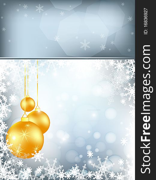 Elegant background with snowflakes and decoration. Elegant background with snowflakes and decoration