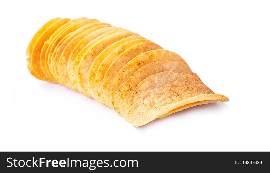 Potato chips, isolated on white
