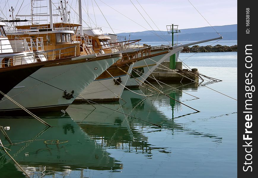 Ships and  reflection in the sea