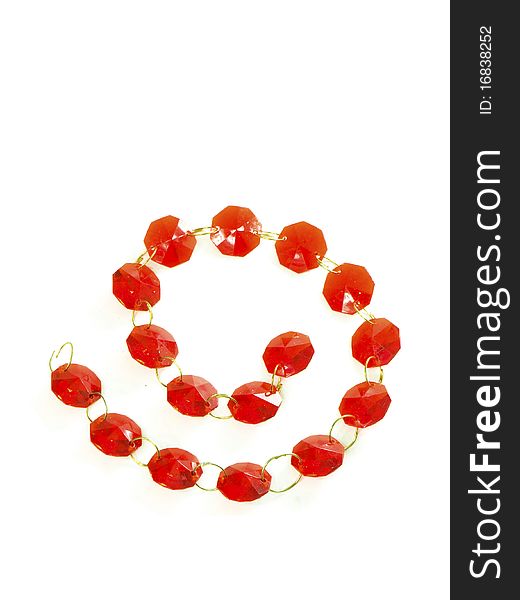 Red Gems In A Chain Isolated