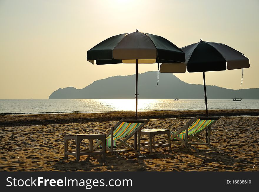 Beach with sunrise at Pranburi, Thailand