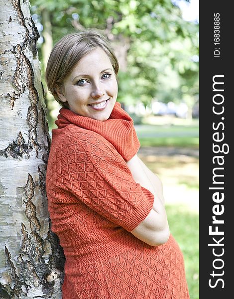 Beauty - the happy woman at a white birch. Beauty - the happy woman at a white birch