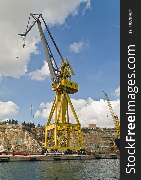 The harbour crane. Port of Valetta. Malta
