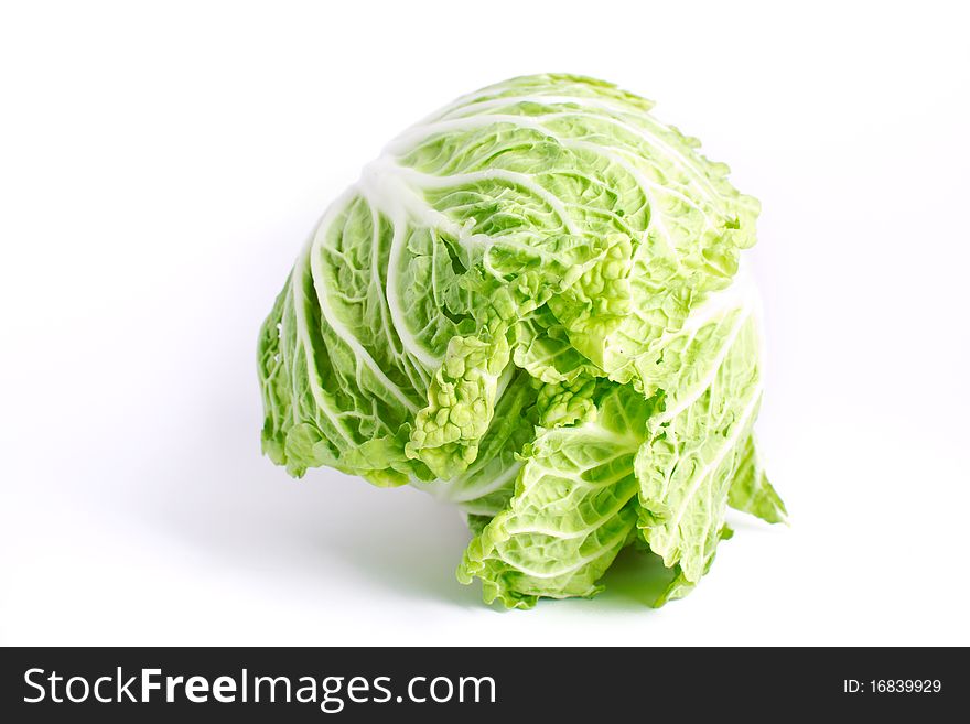 Fresh cabbage isolated on the white background