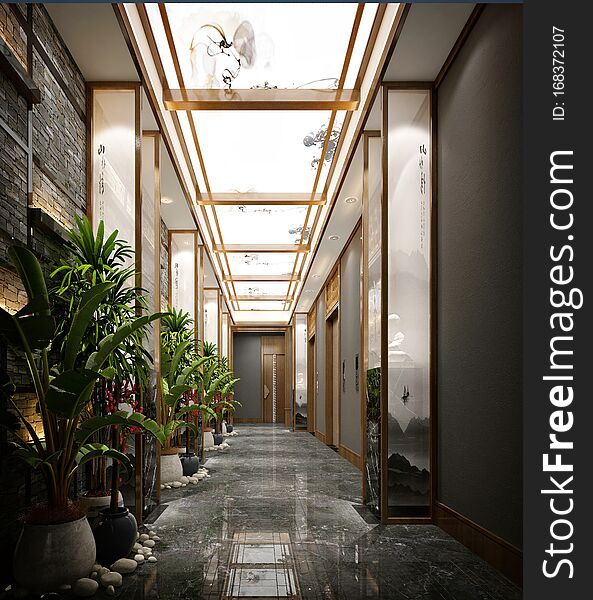 3d render modern luxury hotel reception and lobby. 3d render modern luxury hotel reception and lobby