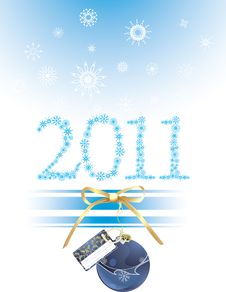 Christmas Blue Ball With Golden Bow Royalty Free Stock Photography Christmas Blue Ball With Golden Bow Royalty Free Stock Photography