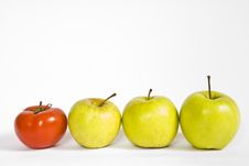 Red Ripe Tomato And Green Apples Stock Photos Red Ripe Tomato And Green Apples Stock Photos