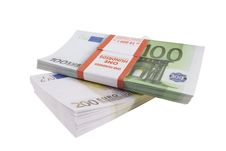 Packs Of Banknotes Of Euro Royalty Free Stock Photography Packs Of Banknotes Of Euro Royalty Free Stock Photography