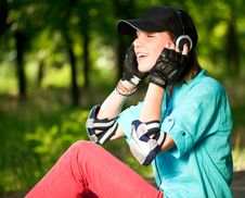 Teenage Girl With Skateboard Stock Image Teenage Girl With Skateboard Stock Image
