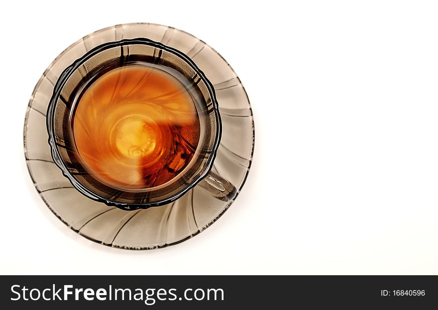 Cup of tea on white background