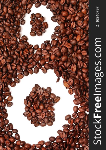 Coffee beans on white background