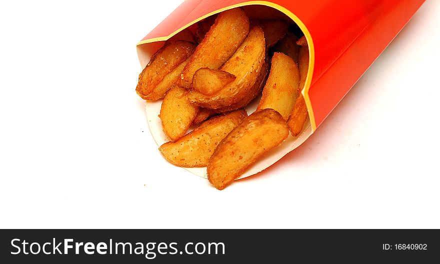 French fries isolated on white background