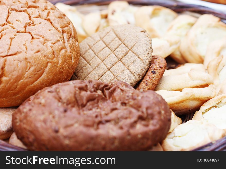 Various kinds of fresh tasty bread