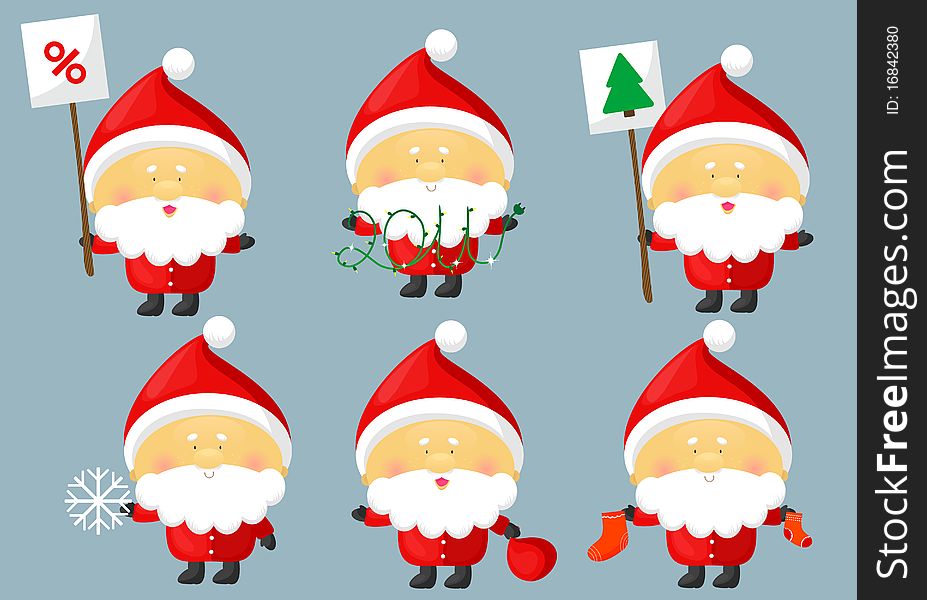 Santa with banners, with snowflake, with socks, with garland 2011. EPS. Full editable. Santa with banners, with snowflake, with socks, with garland 2011. EPS. Full editable.