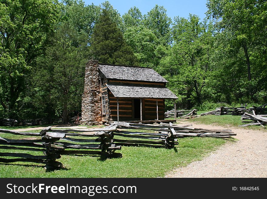 Historic Log Cabin in Cabin Cades Cove-Great Smoky Mountains National Park