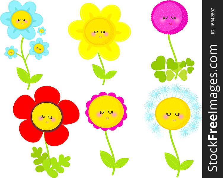 Cute flowers. EPS. Full editable.