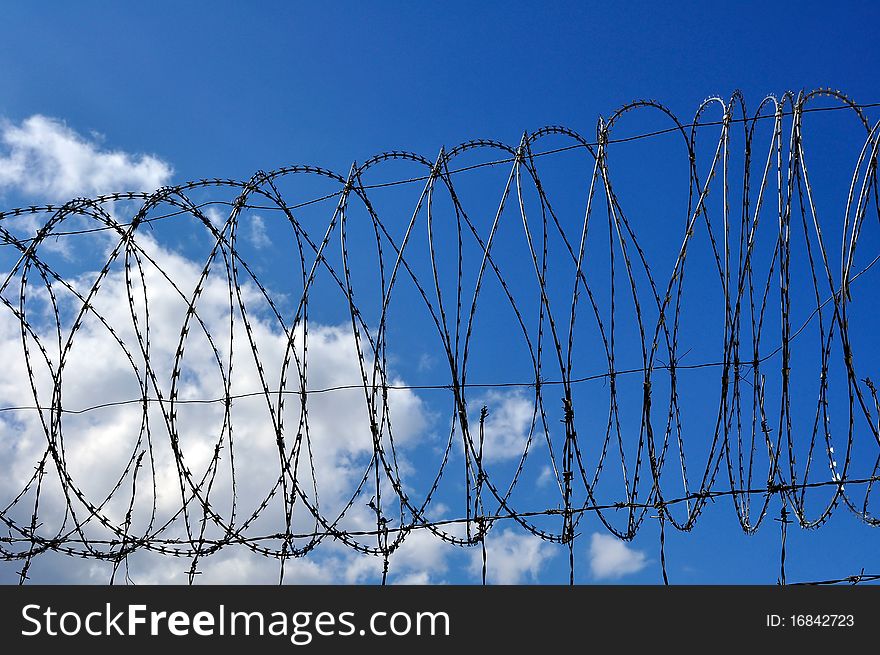 Barbed wire of a jail