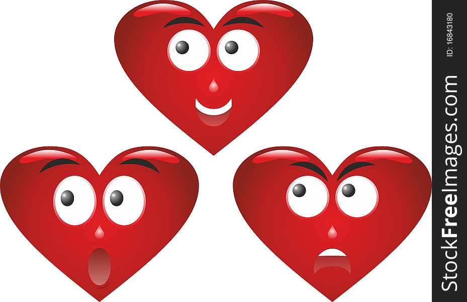 Heart symbol with different emotions