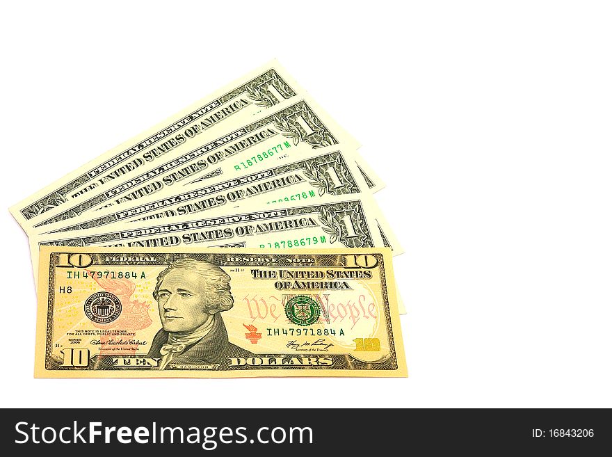 The banknote of ten dollars isolated on a white background. The banknote of ten dollars isolated on a white background