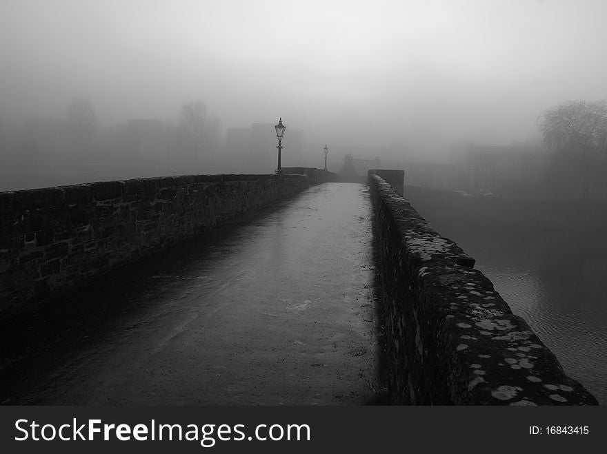 Foggy morning on some old bridge in Scotland inverness