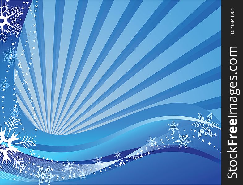 Christmas background with snowflakes and waves.