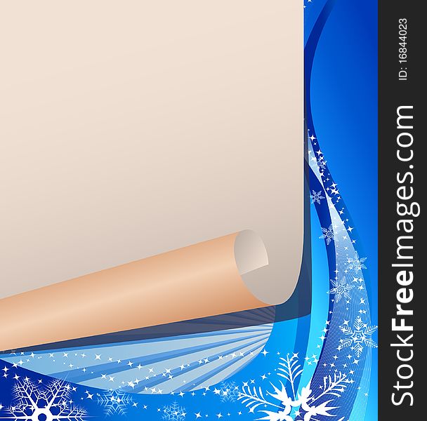 White paper on a Christmas background. Vector. White paper on a Christmas background. Vector