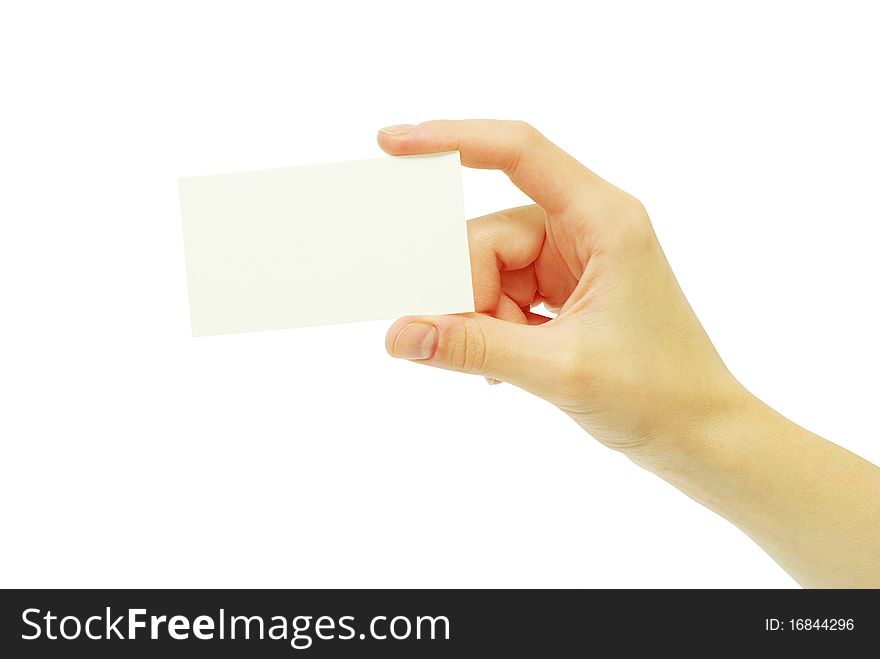 Card blanks in a hand on white background. Card blanks in a hand on white background