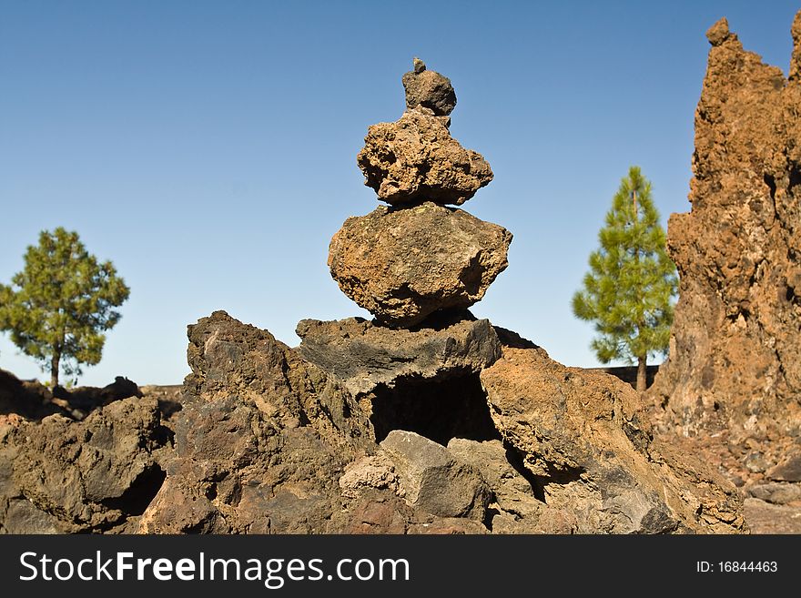 Pyramid of volcanic rocks taken in Santiago del Teide National Park
