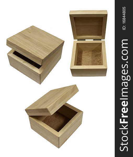 Wood boxs on white background,three box isolate