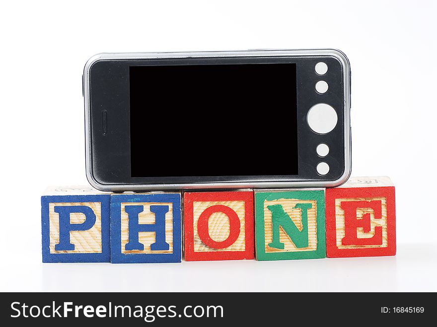 Children learning letter blocks isolated on white. Children learning letter blocks isolated on white