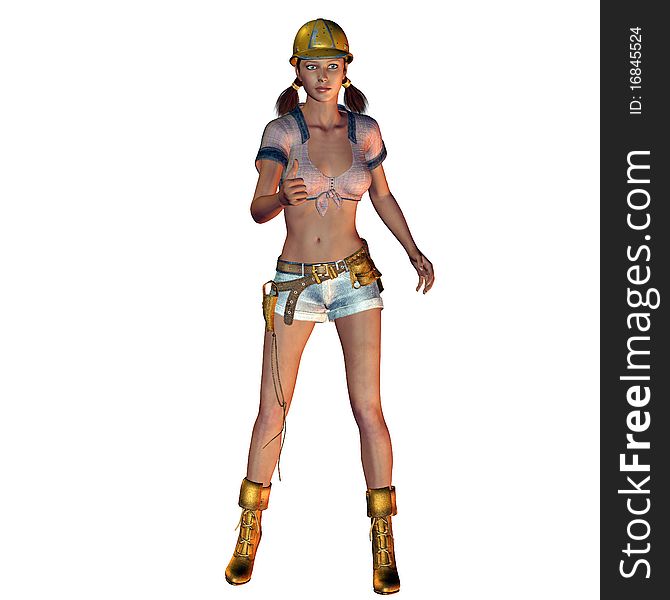 3d rendering girls in o.k. a pose as illustration. 3d rendering girls in o.k. a pose as illustration