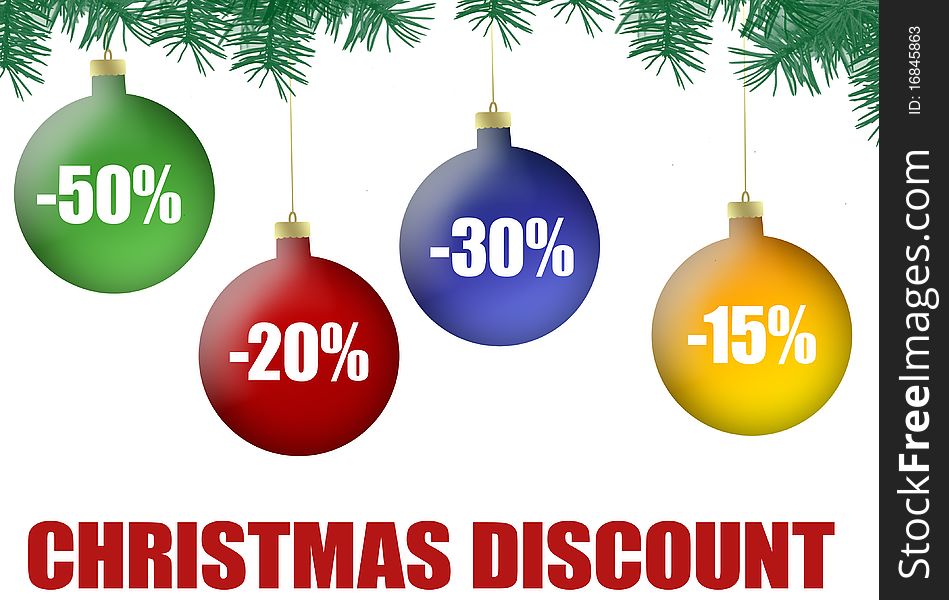 Vector detailed discount Christmas labels in the form of Christmas balls. Vector detailed discount Christmas labels in the form of Christmas balls