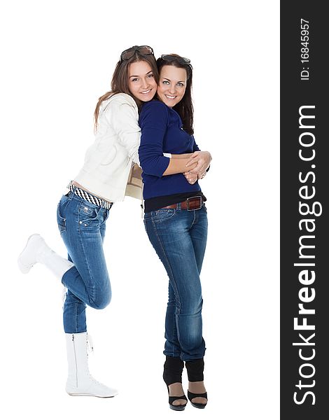 Two Girls Friends In Jeans