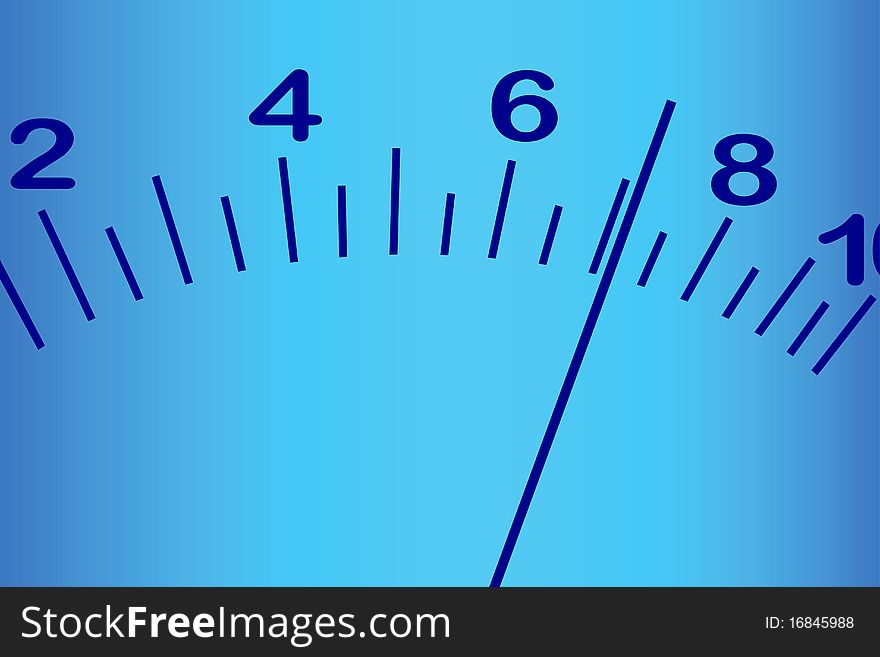 Scale with an pointer on a blue background. Scale with an pointer on a blue background