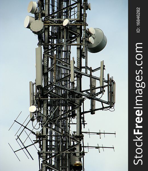 Telecommunications equipment on the mast. Telecommunications equipment on the mast