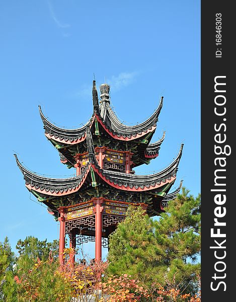 Pavilion is a traditional building, taken in Beijing's suburban park