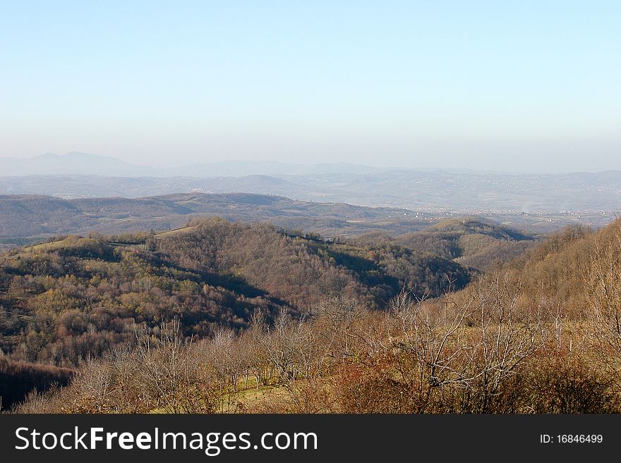 Panorama of Serbian mountain Rudnik mountain, Serbia