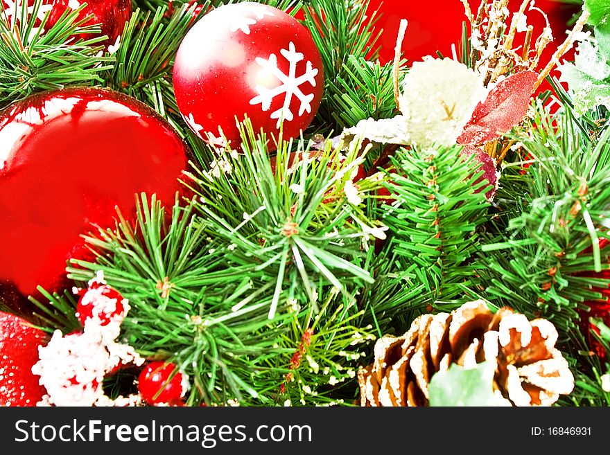 Different colorful Christmas Decoration on the tree