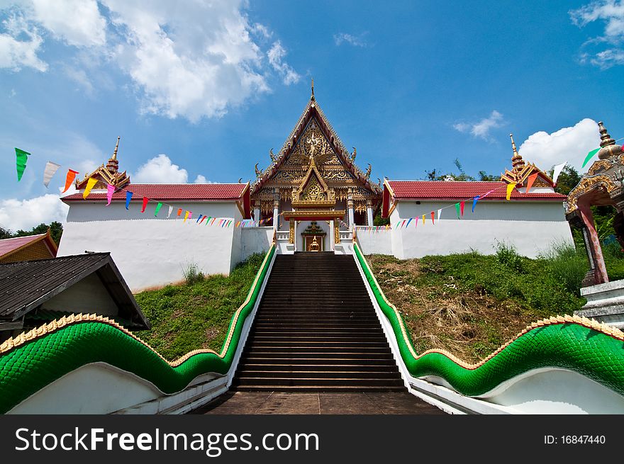 Stair up to church at Wat Kaolam temple, Thailand.