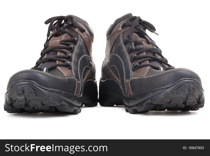 Black Leather Shoes On A White Background